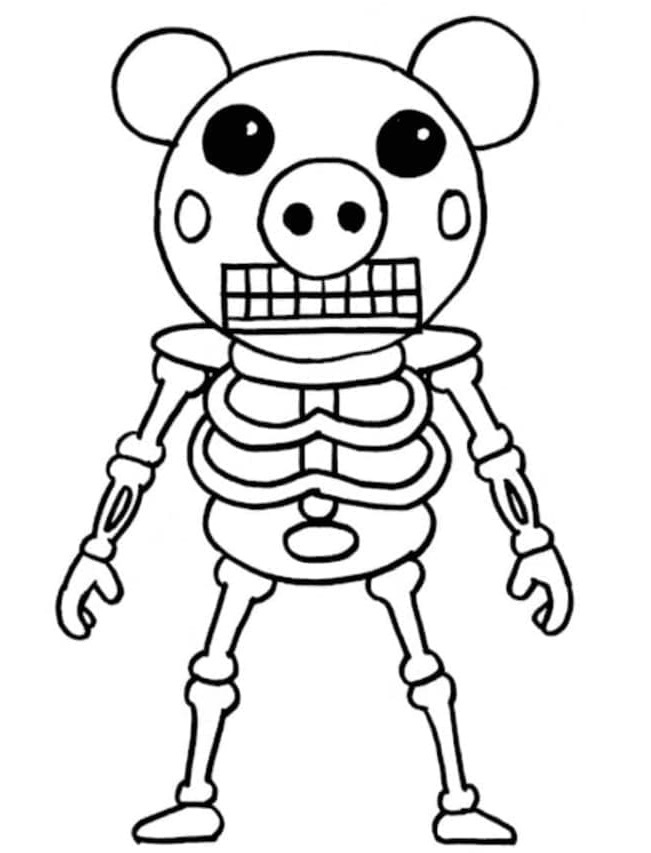 Printable Skelly Piggy Coloring Page