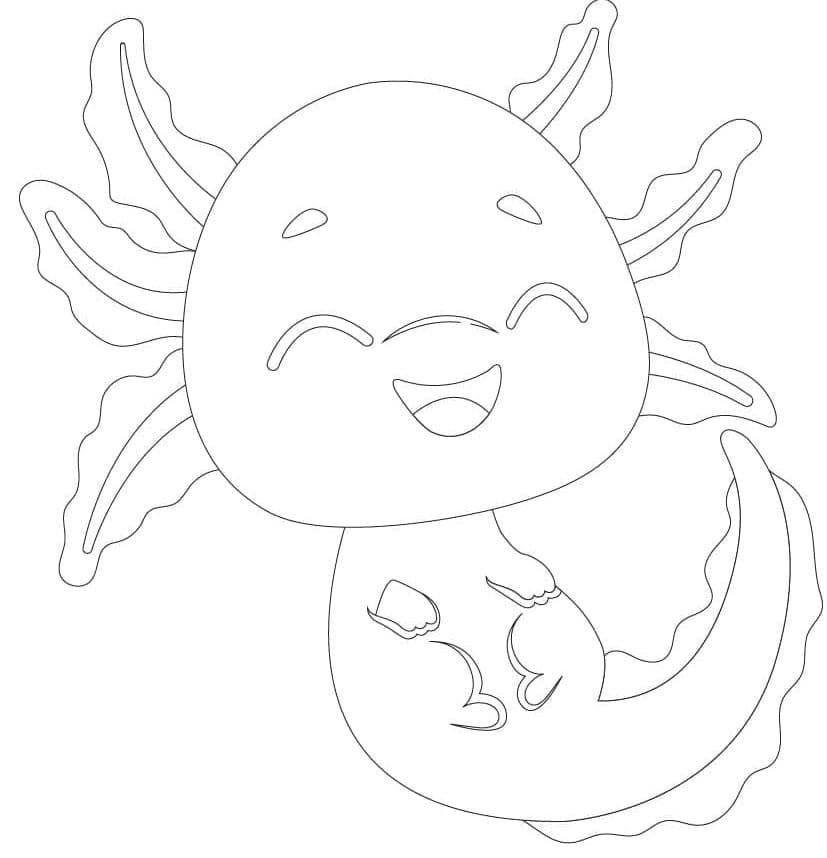 Printable Smiling Axolotl Coloring Page