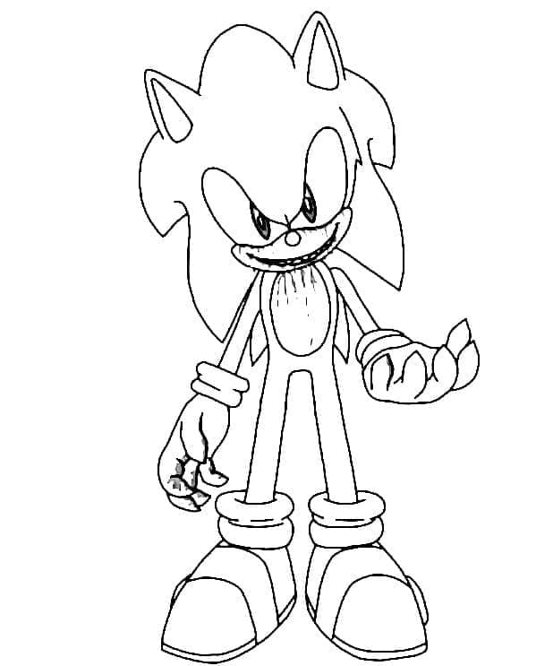 Printable Smiling Sonic Exe Coloring Page