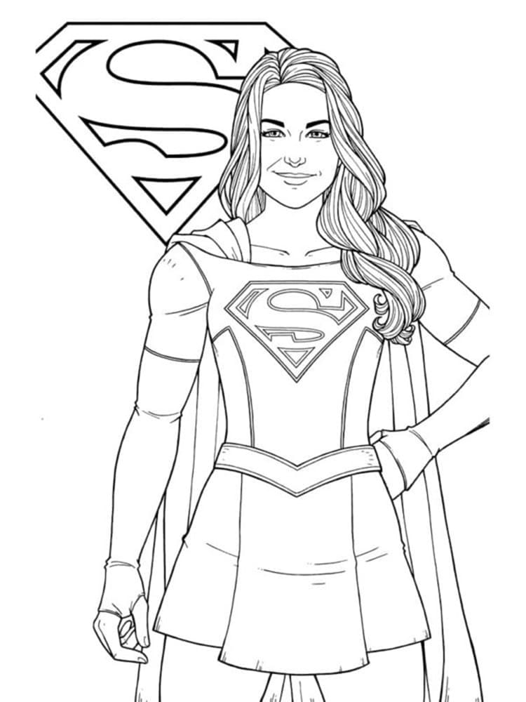 Printable Smiling Supergirl Picture Coloring Page