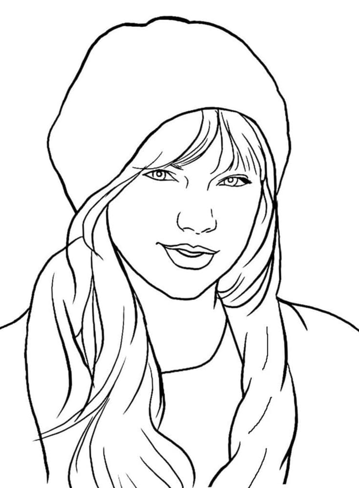 Printable Smiling Taylor Swift Coloring Page