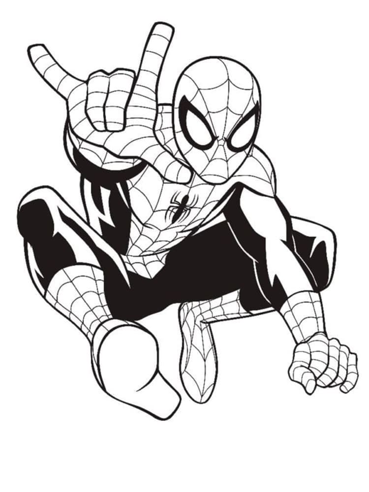 Printable Spider-Man Prepares to Release the Thread Image Coloring Page