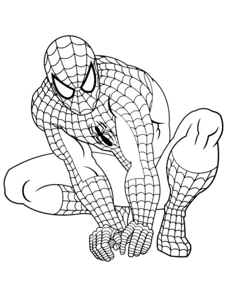 Printable Spiderman Decided to sit Down And Rest Photo Coloring Page