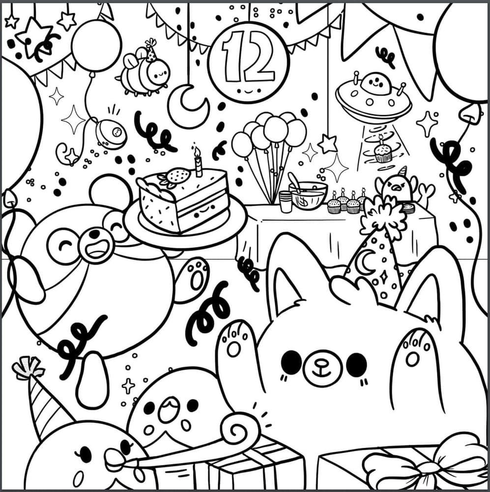 Printable Squishmallows Birthday Party Coloring Page