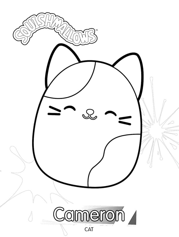 Printable Squishmallows Cameron Cat Coloring Page