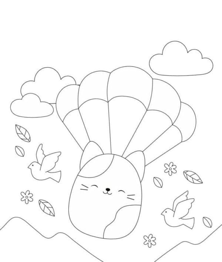 Printable Squishmallows Cat Coloring Page