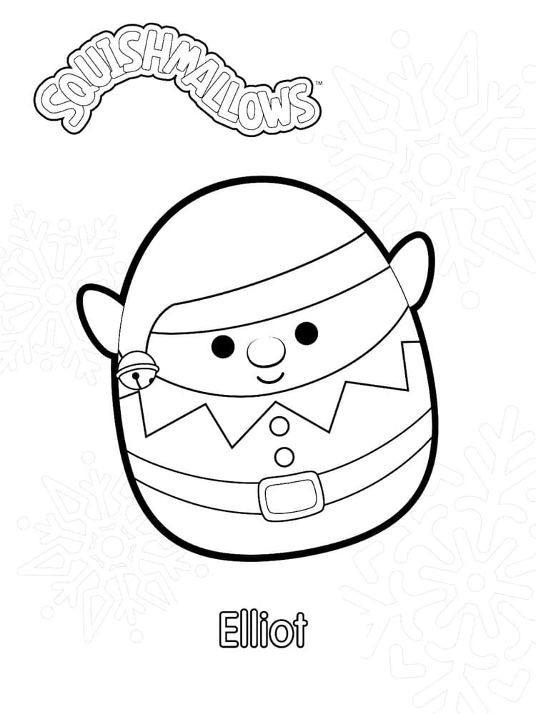 Printable Squishmallows Elliot Elf Coloring Page