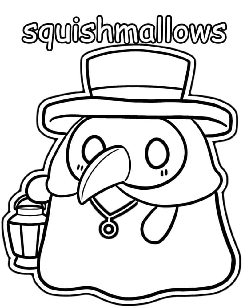 Printable Squishmallows Plague Doctor Coloring Page