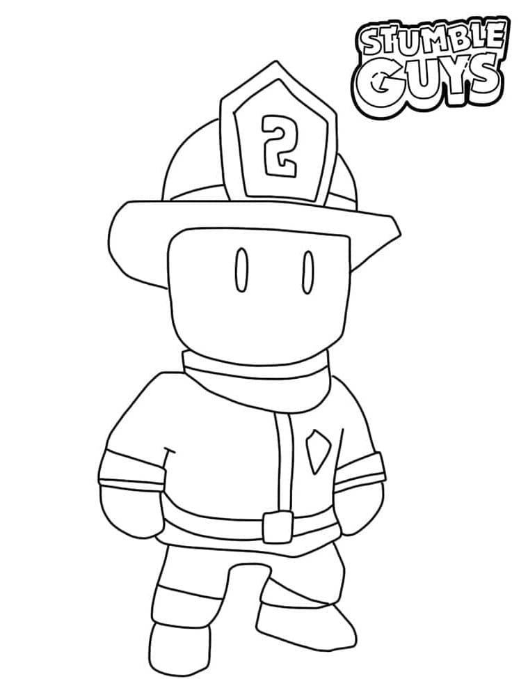 Printable Stumble Guys Fireman Torch Coloring Page