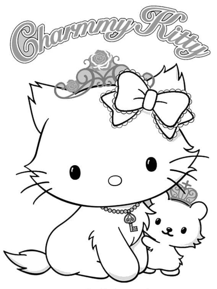Printable Sugar and Charmmy Kitty in Sanrio Coloring Page