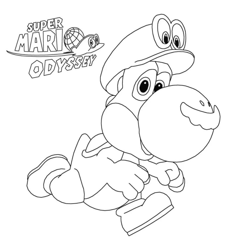 Printable Super Mario Odyssey Yoshi Coloring Page