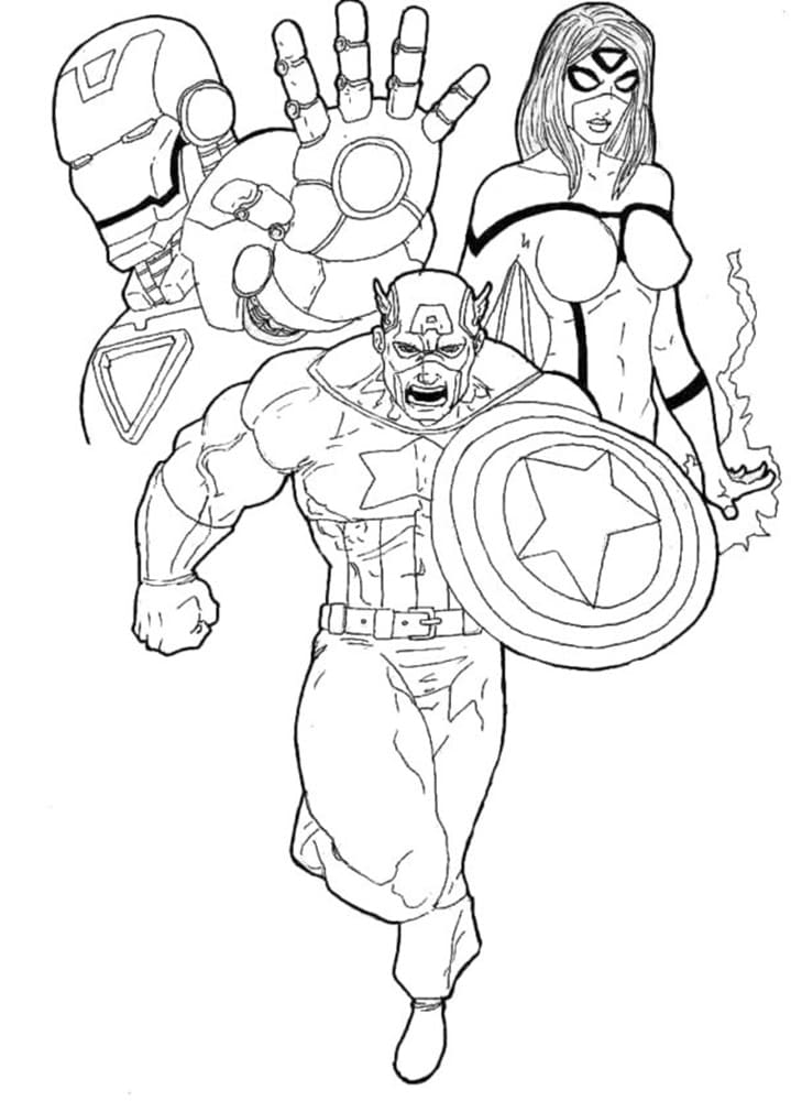 Printable Superhero in Avengers Image Coloring Page