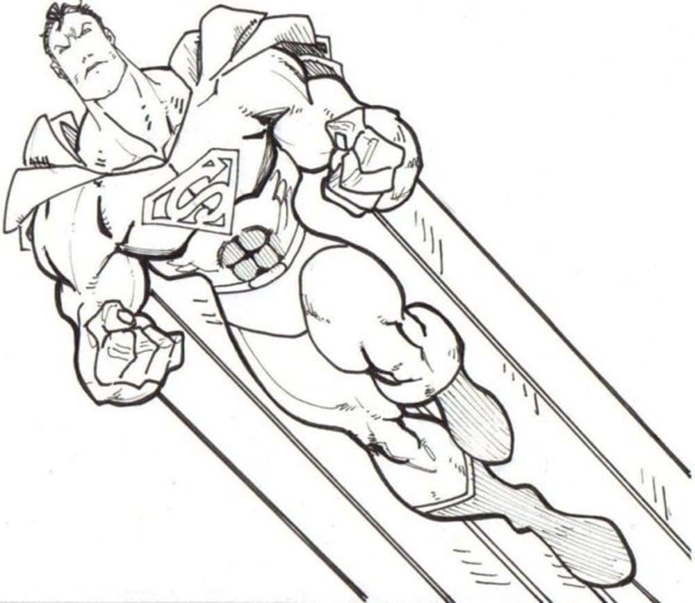 Printable Superman Takes Off Picture Coloring Page