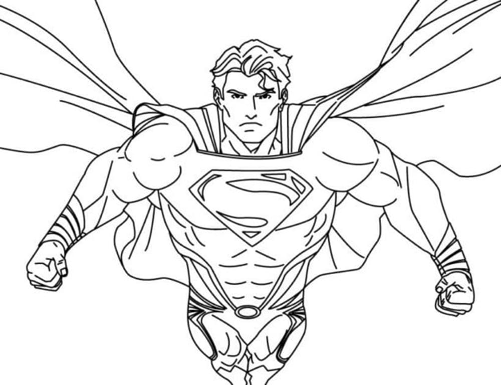 Printable Superman is Flying Photo Coloring Page