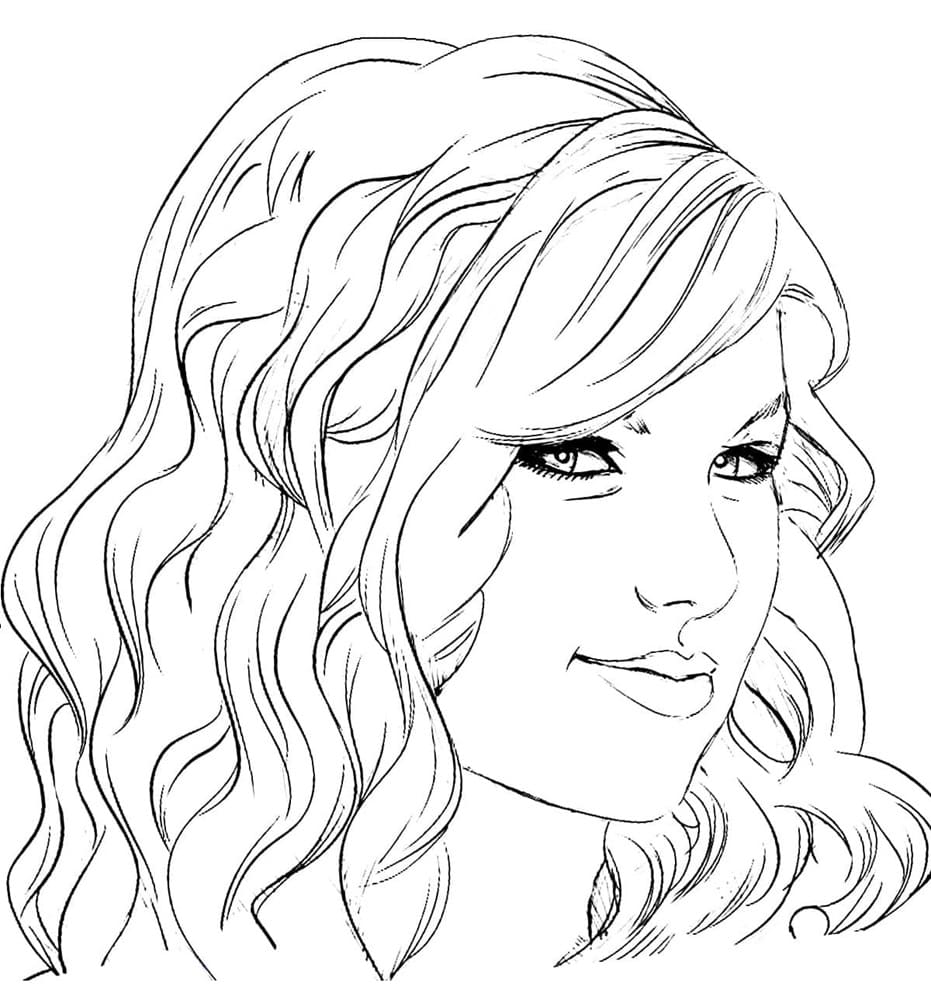 Printable Taylor Swift Face Coloring Page
