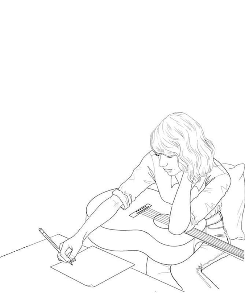 Printable Taylor Swift is Composing Coloring Page