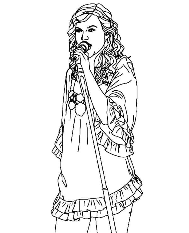 Printable Taylor Swift on Stage Coloring Page