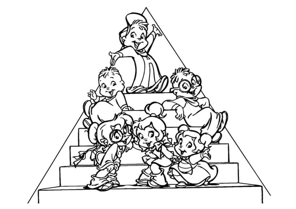 Printable The Chipmunks Characters and Alvin Coloring Page