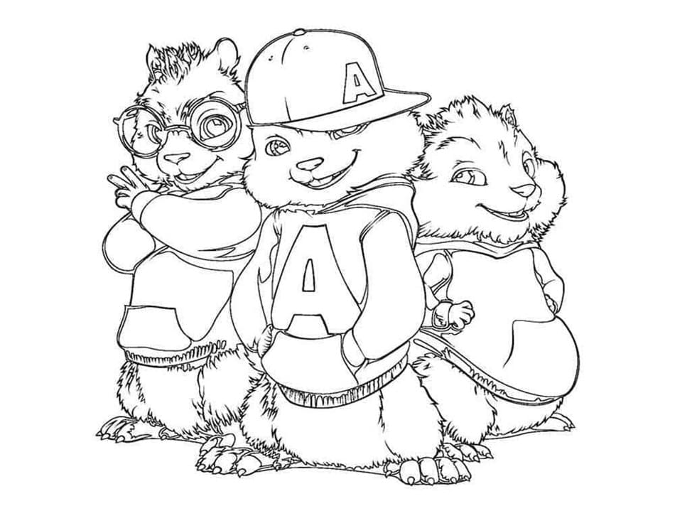 Printable Theodore, Alvin and Simon Image Coloring Page
