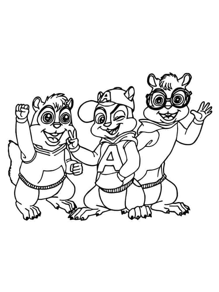Printable Theodore, Alvin and Simon Picture Coloring Page