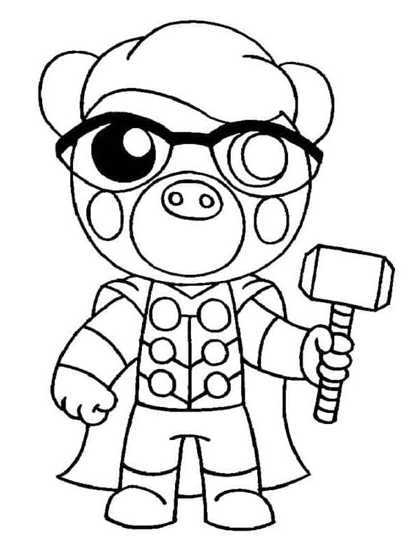 Printable Thor Piggy Coloring Page