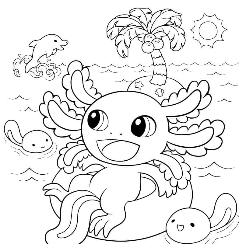 Printable Very Funny Axolotl Coloring Page