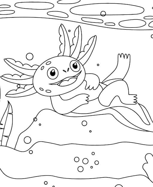 Printable Very Happy Axolotl Coloring Page