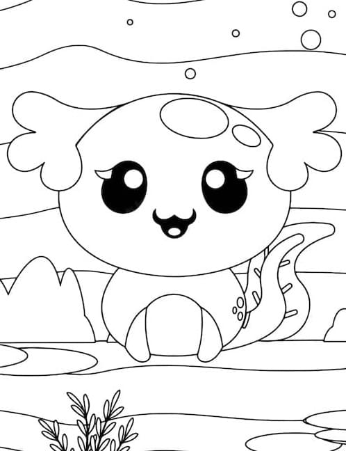 Printable Very Lovely Axolotl Coloring Page