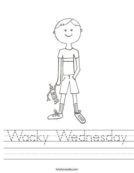 Printable Wacky Wednesday For Boy Coloring Page