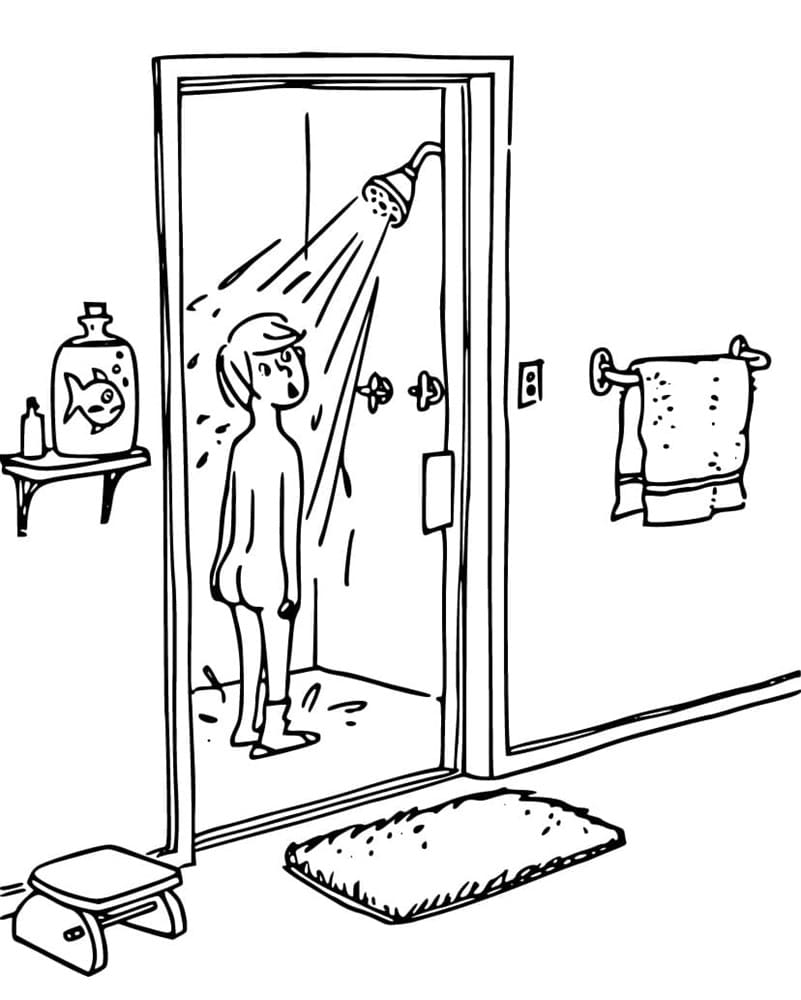 Printable Wacky Wednesday In The Bathroom Coloring Page