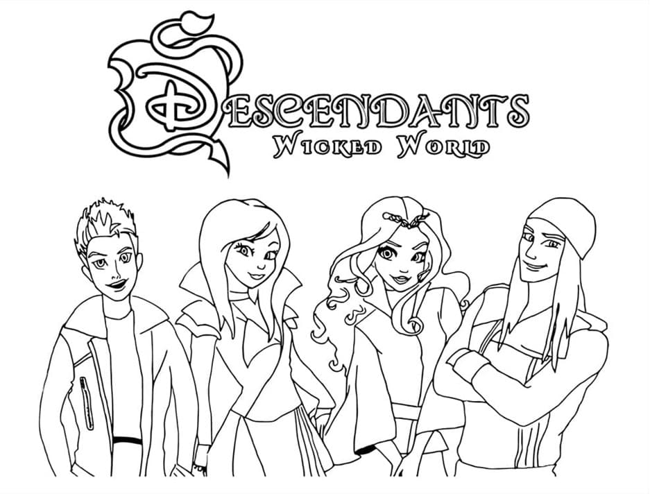 Printable Wicked World Descendants Coloring Page