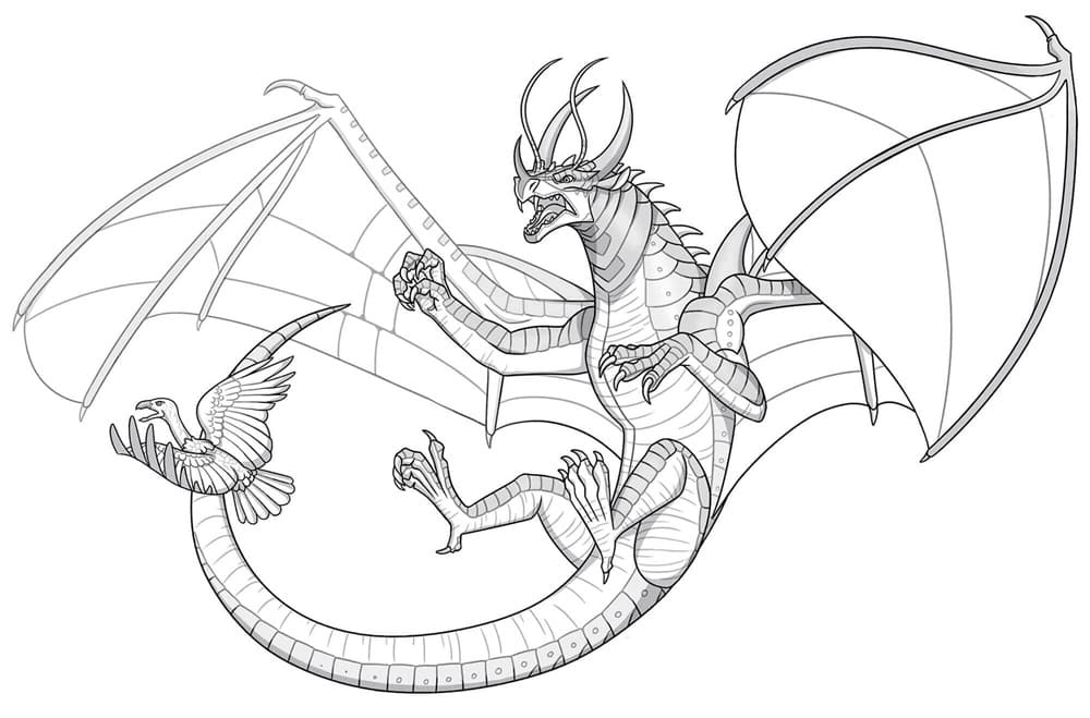 Printable Wings of Fire Beastwing Dragon Coloring Page