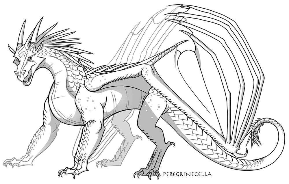 Printable Wings of Fire Icewing Dragon Coloring Page