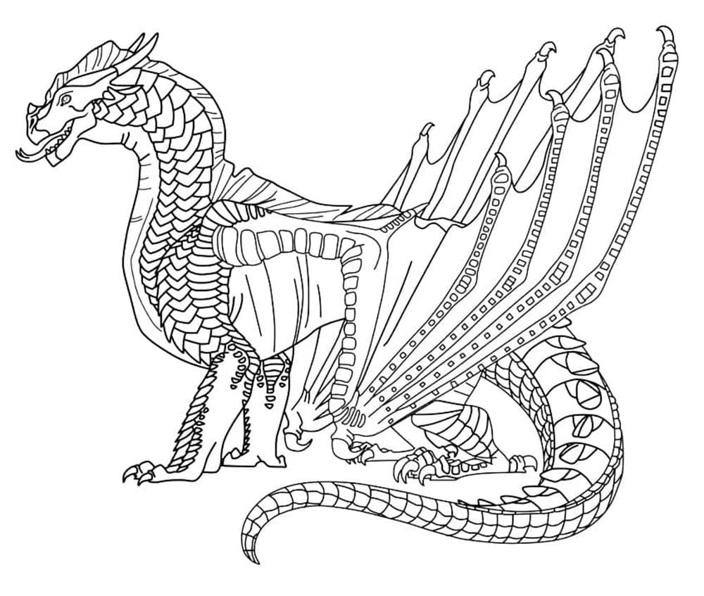 Printable Wings of Fire Icewings Dragon Coloring Page