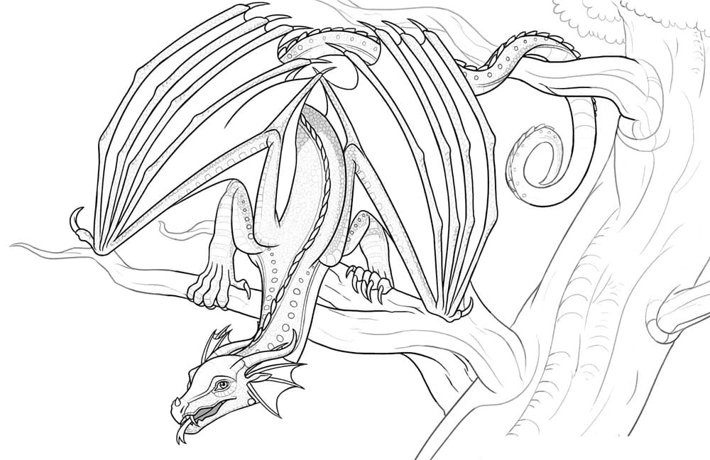 Printable Wings of Fire RainWing Dragon Coloring Page