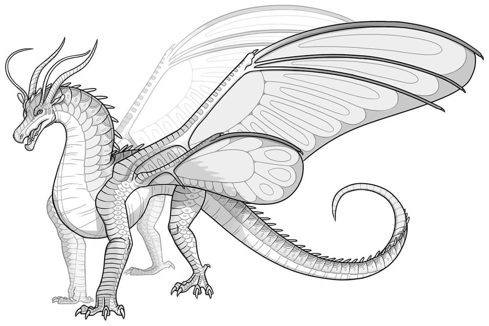 Printable Wings of Fire SkyWings Dragon Coloring Page