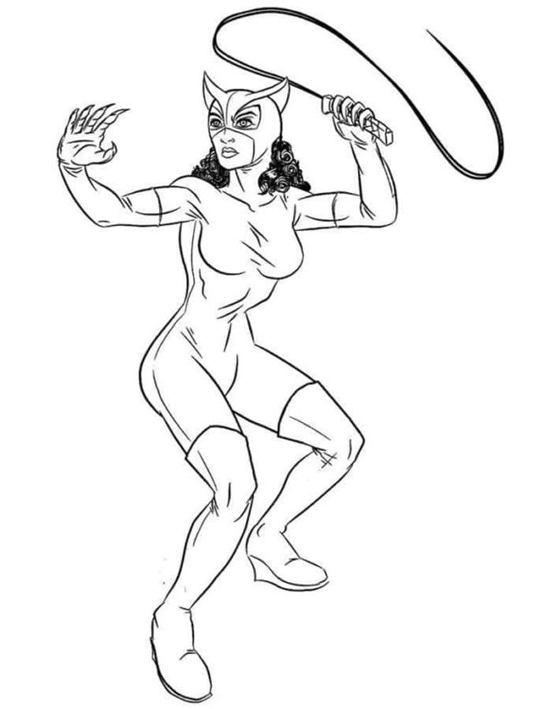 Printable Wonder Woman With a Lasso Image Coloring Page