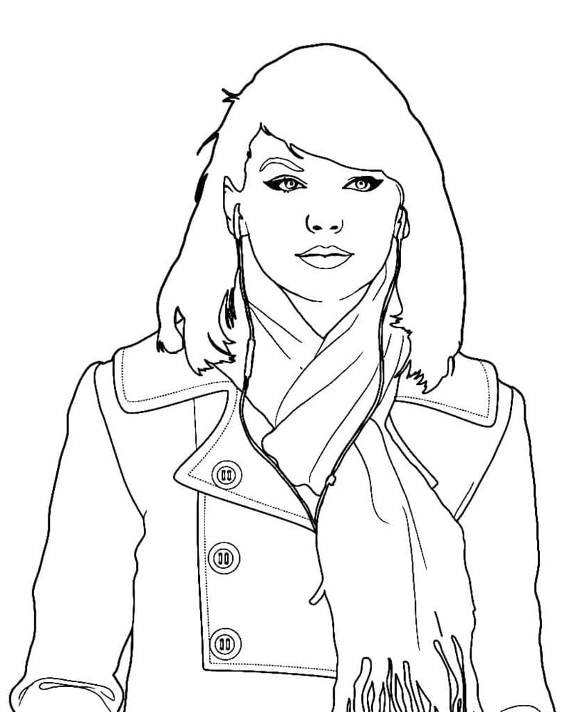Printable Young Taylor Swift Photo Coloring Page