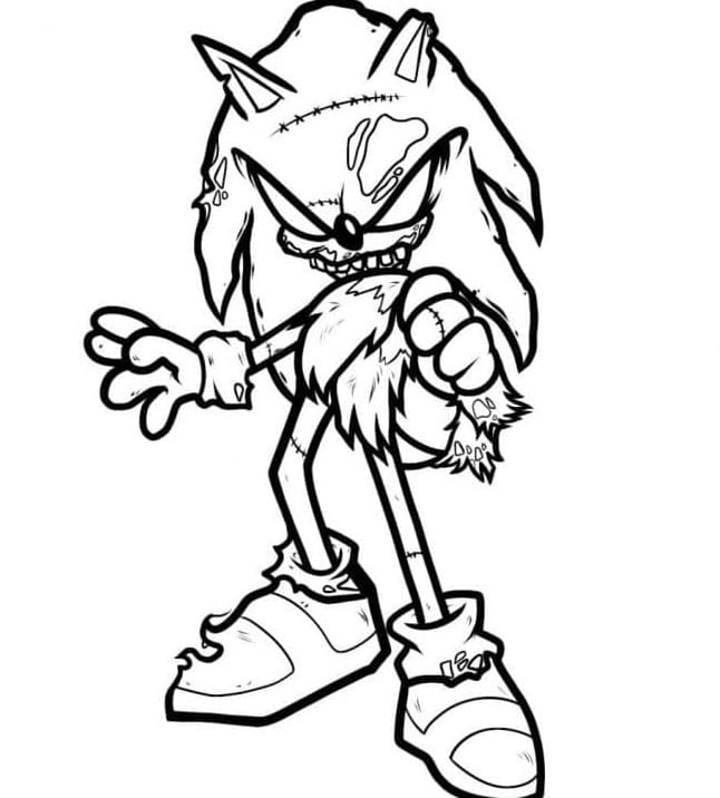 Printable Zombie Sonic Exe Coloring Page