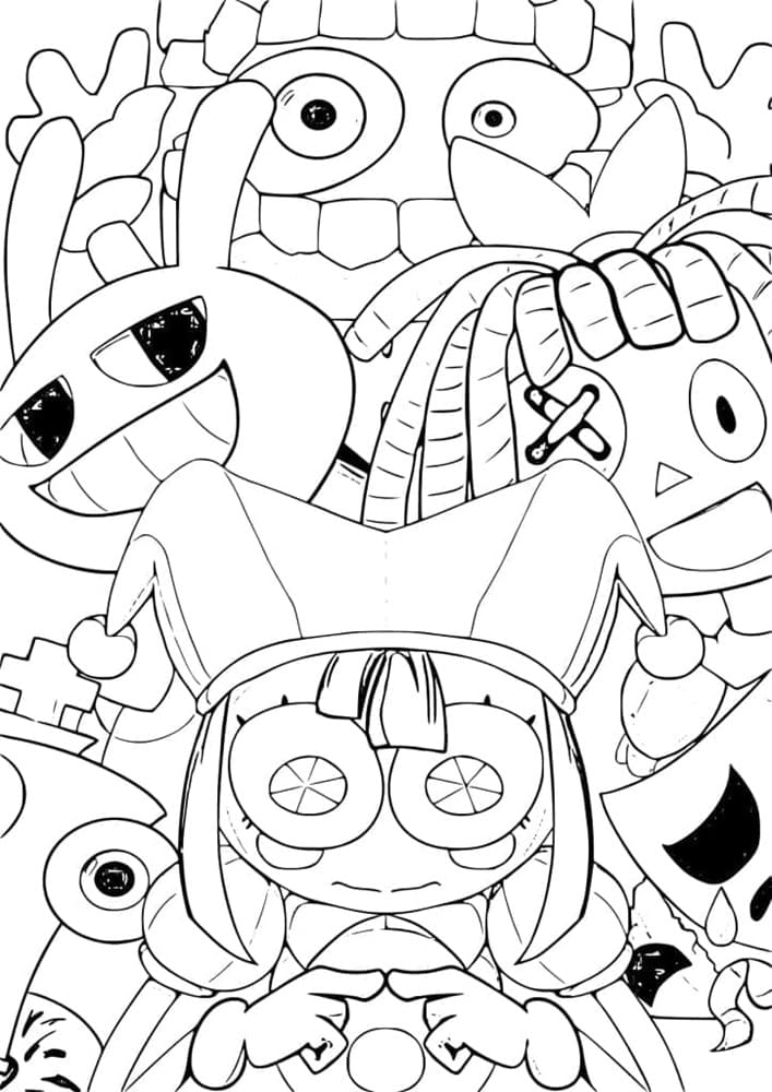 The Amazing Digital Circus Printable Coloring Page