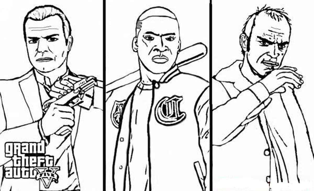 GTA 5 Characters Coloring Page