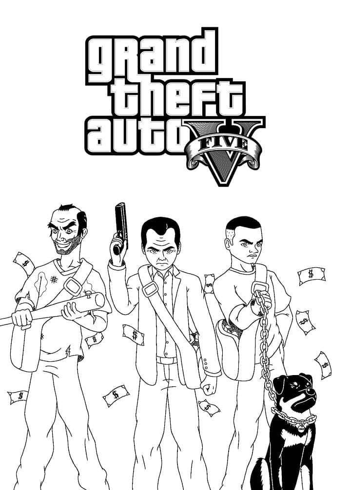 GTA Funny Coloring Page