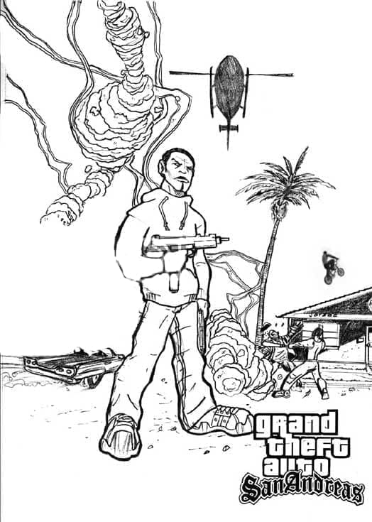 GTA San Andreas Outline Coloring Page