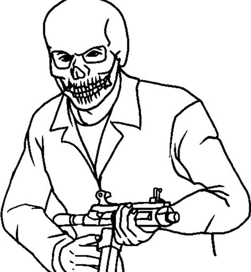 Man Holding A Gun in GTA Coloring Page