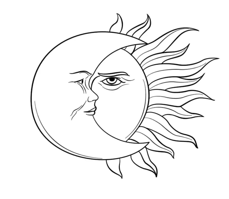 Nice Printable Sun And Moon Coloring Page