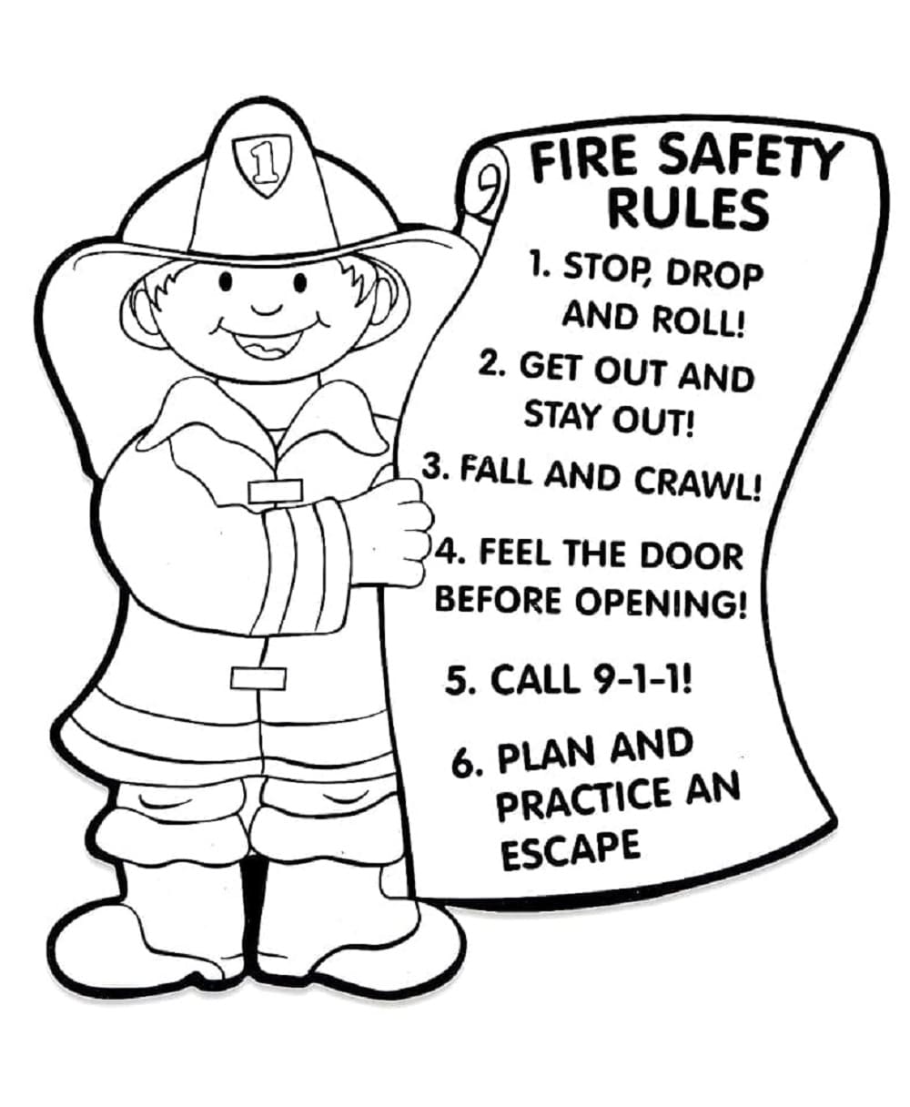Print Fire Safety Image Free Coring Page