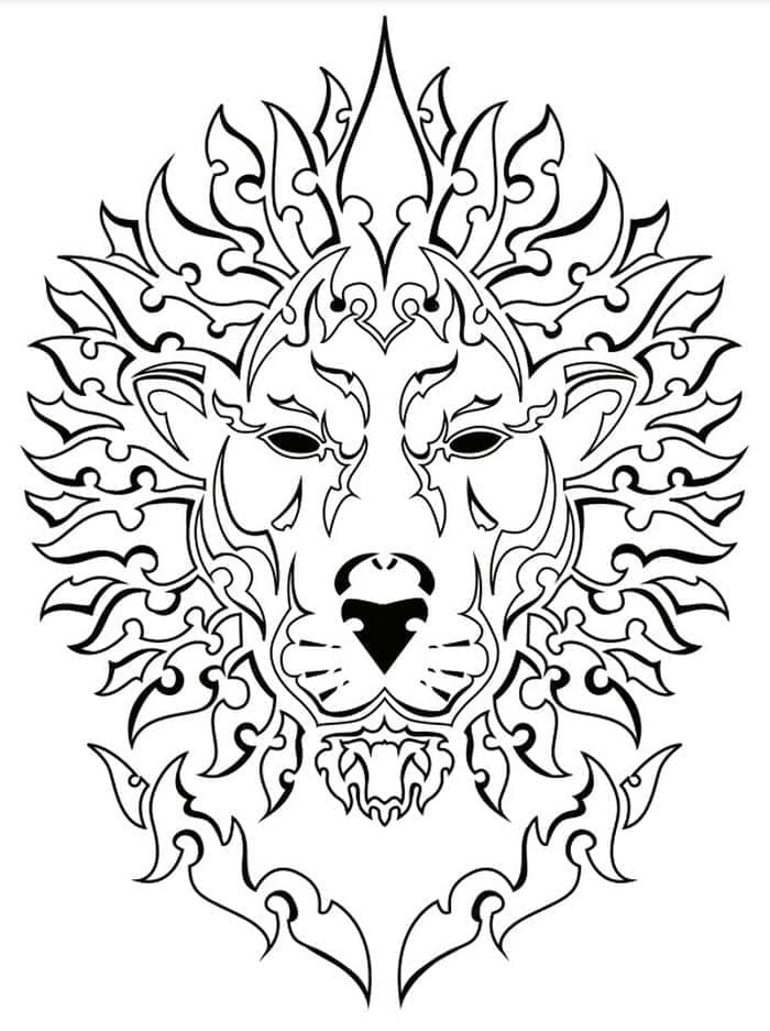 Printable A Lion Tattoo Coloring Page