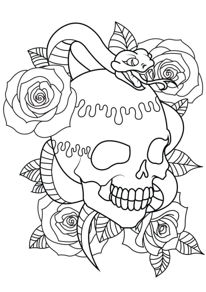 Printable A Skull Tattoo Coloring Page