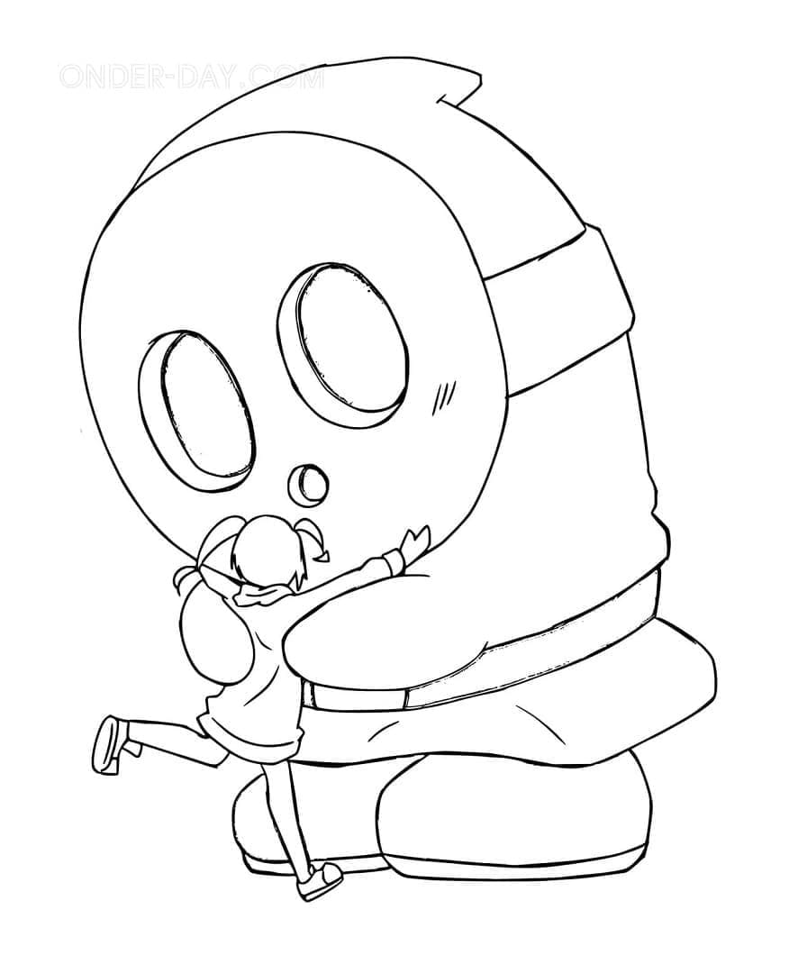 Printable Adorable Shy Guy Coloring Page