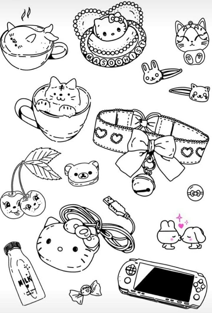 Printable Adorable Tattoos Coloring Page
